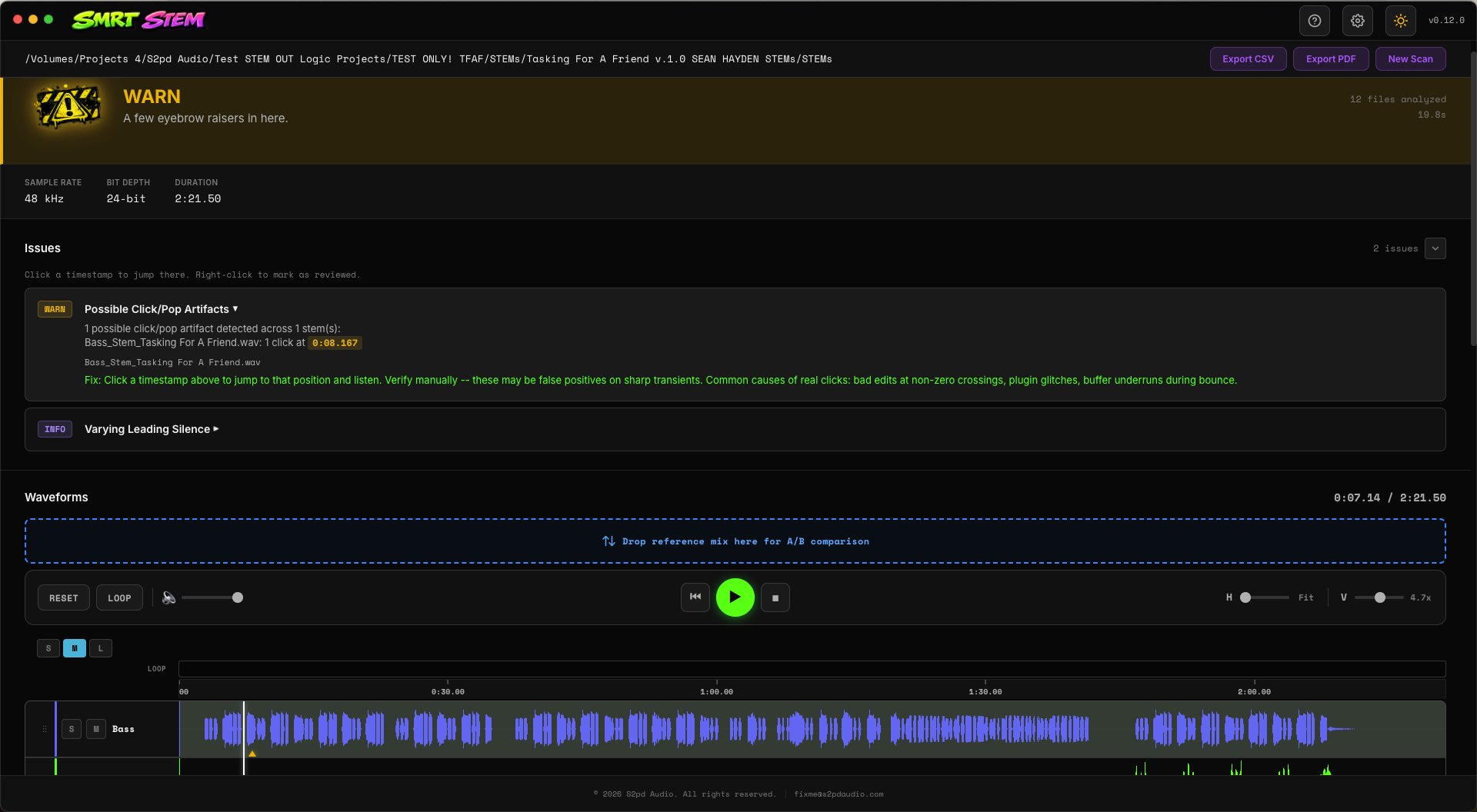 Smrt Stem - WARN verdict with issues detected