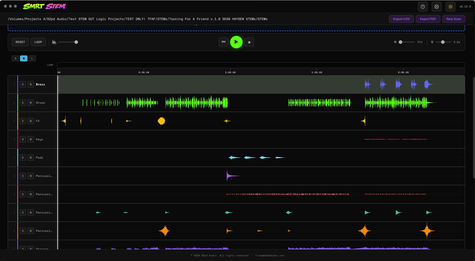 Smrt Stem - multi-track waveform display